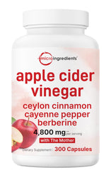 Micro Ingredients Apple Cider Vinegar capsules bottle front showing The Mother for daily support