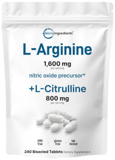 Micro Ingredients L-Arginine bisected tablets for precise daily dosing during workouts.