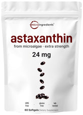 Micro Ingredients Astaxanthin softgel bottle highlighting daily potent antioxidant support