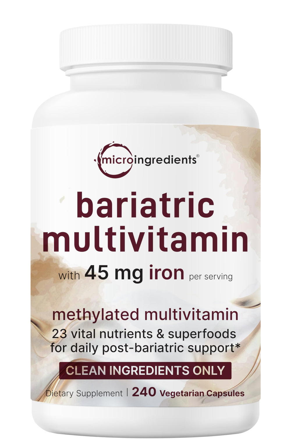 Micro Ingredients bariatric multivitamin bottle for daily nutrition.