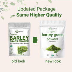 Pouring barley grass powder into a glass for a healthy drink
