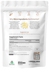 Micro Ingredients benfotiamine softgels closeup showing 600 mg per serving