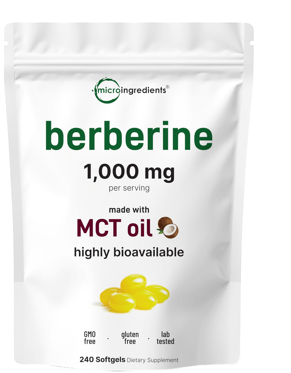 Micro Ingredients Berberine 1000mg softgels bottle for daily support