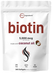 Biotina Micro Ingredients 5000mcg en cápsulas blandas para cabello y uñas