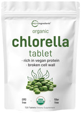 Micro Ingredients chlorella tablets front view, convenient vegan greens source for daily energy