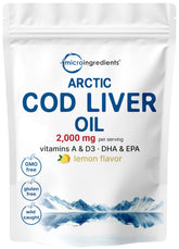 Micro Ingredients cod liver oil bottle with lemon flavor for smooth intake