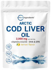 Micro Ingredients cod liver oil bottle with lemon flavor for smooth intake