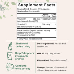 Serving-dose visualization highlighting 10,000 IU D3 and 200 mcg K2 blend