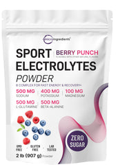 Micro Ingredients Electrolytes Powder Berry Punch bottle for on-the-go hydration