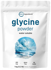 Micro Ingredients Glycine powder bottle showing 1kg size for daily supplementation