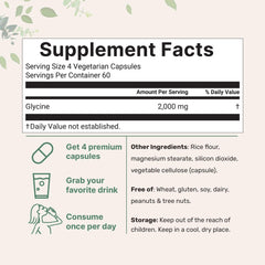 Micro Ingredients Glycine veggie capsules on white background for easy absorption