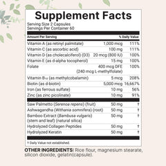 Micro Ingredients hair growth vitamins capsules closeup highlights easy-to-swallow daily capsules.