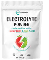 Micro Ingredients hydration electrolyte powder tub with natural strawberry kiwi flavor for refreshing hydration
