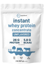 Micro Ingredients Instant Whey Protein Concentrate unflavored 2lb pouch for easy protein supplementation.