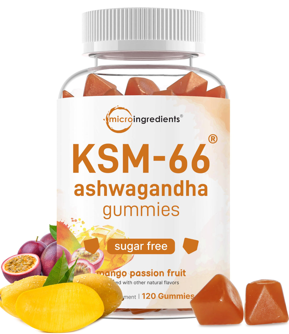 Micro Ingredients KSM-66 Ashwagandha gummies bottle for daily relaxation and balance
