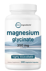 Micro Ingredients Magnesium Glycinate bottle, high-bioavailability capsules for daily wellness.