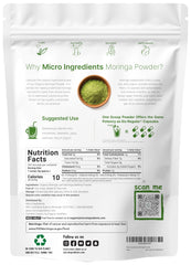 Micro Ingredients moringa leaf powder scoop shows precise measuring for shakes.