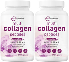Micro Ingredients multi collagen bottle highlighting a clean, filler-free formula.