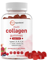 Micro Ingredients Multi Collagen Gummies bottle on display supports a quick daily beauty routine.