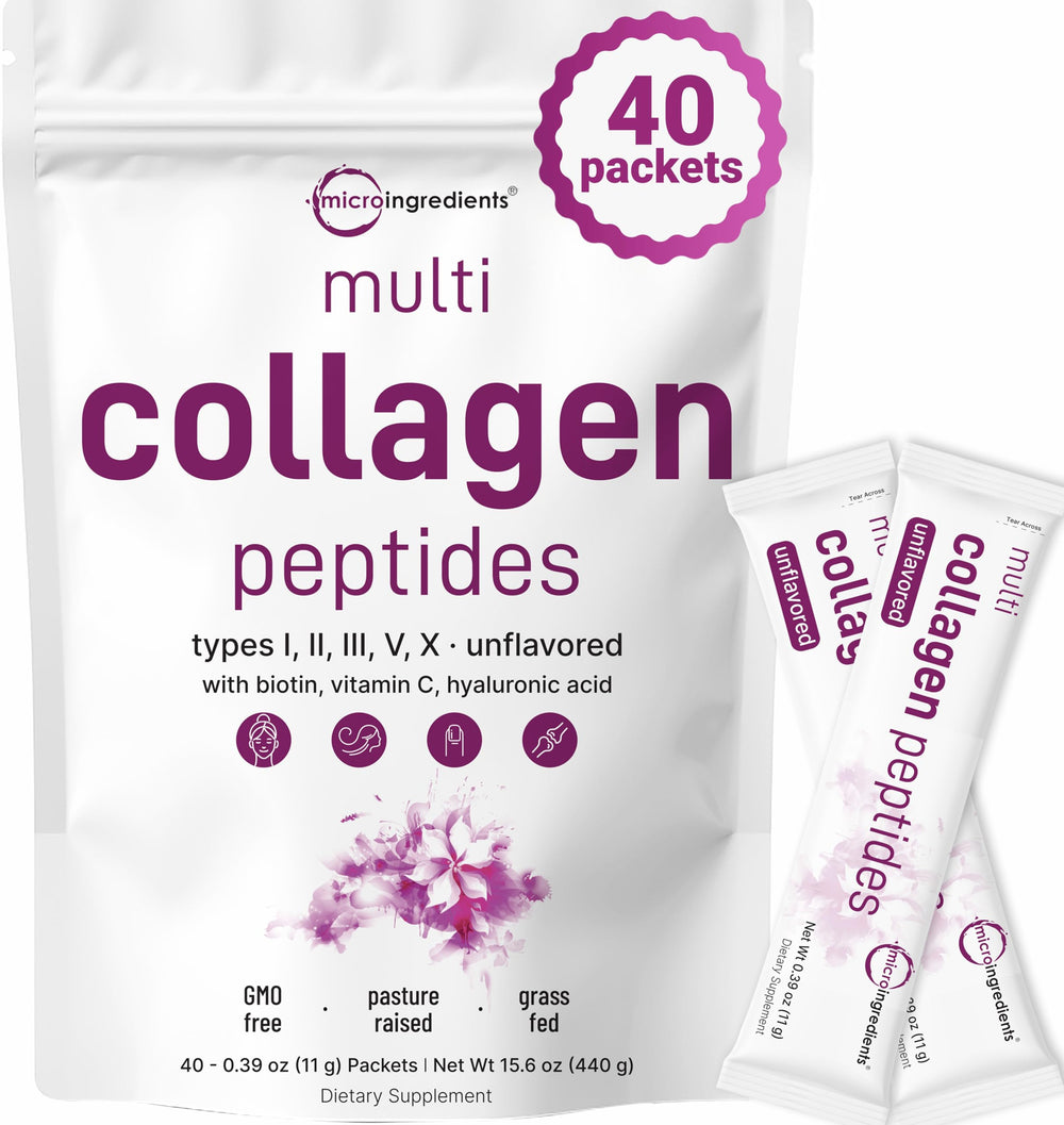 Micro Ingredients multi collagen packets for on-the-go beauty and joint support.