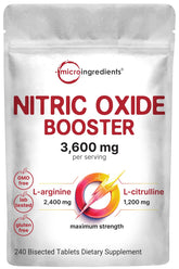 Micro Ingredients Nitric Oxide bisected tablets close-up shows precise dosing and potency