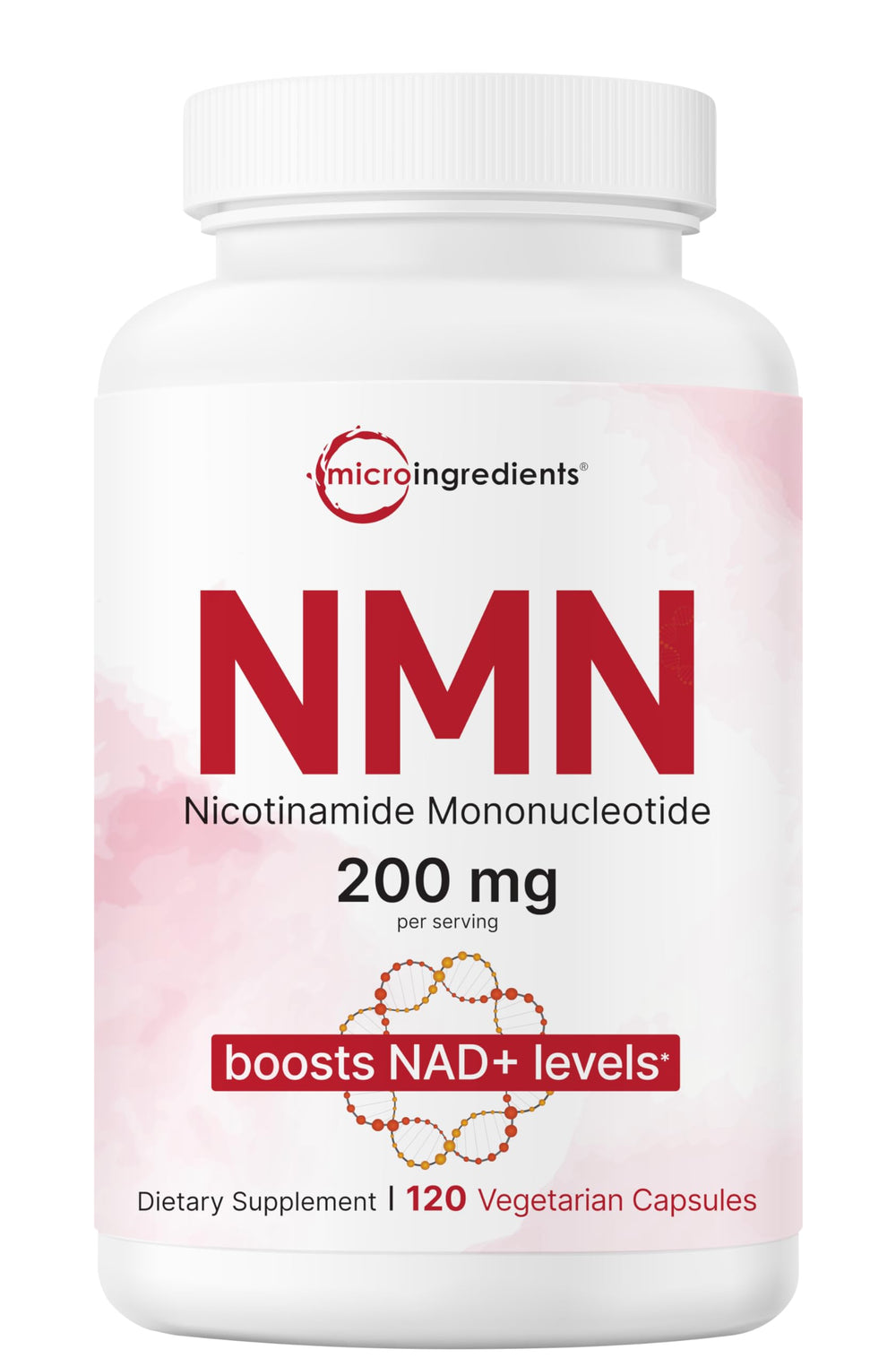 Micro Ingredients NMN 200mg bottle with clear label for easy daily dosage.