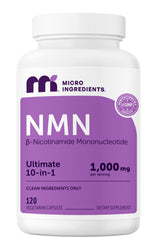 Micro Ingredients NMN Complex bottle front shows 60 servings for daily wellness.