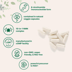 Micro Ingredients NMN Complex ingredient blend features an eight-ingredient mix.
