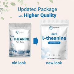 Micro Ingredients L-Theanine powder jar closeup highlighting vegan-friendly formula