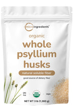 Micro Ingredients Organic Whole Psyllium Husks in a 3lb bulk pack for daily fiber.