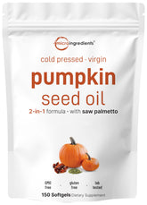 Micro Ingredients pumpkin seed oil softgels on white background for daily use
