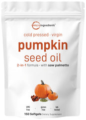Micro Ingredients pumpkin seed oil softgels on white background for daily use