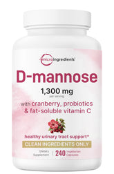 Micro Ingredients Pure D Mannose 1300mg bottle front for daily urinary support