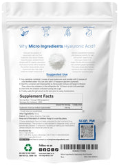 Micro Ingredients Pure Hyaluronic Acid Serum Powder scoop highlights precise measurement for reliable usage.