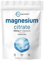 Micro Ingredients Pure Magnesium Powder bottle close-up, unflavored formula for easy mixing and daily use