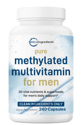 Micro Ingredients Pure Methylated Multivitamin for Men bottle and capsules for daily energy.