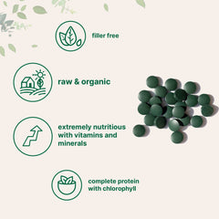 Micro Ingredients spirulina nutrition facts panel shows vitamins and minerals
