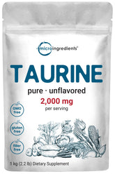 Micro Ingredients Taurine Powder pouch ready to mix into drinks for flexible energy support.