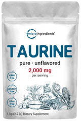 Micro Ingredients Taurine Powder pouch ready to mix into drinks for flexible energy support.