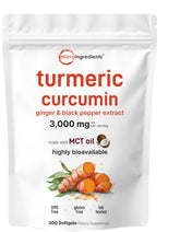 Micro Ingredients Turmeric Curcumin bottle with 300 softgels for daily dietary support.