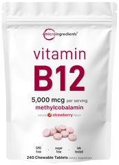 Micro Ingredients Vitamin B12 chewables dissolving with strawberry flavor for easy energy support
