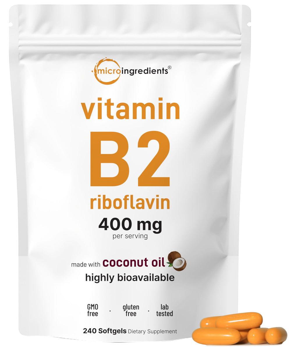 Micro Ingredients Vitamin B2 riboflavin softgels with coconut oil for enhanced absorption.