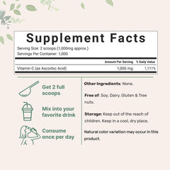 Micro Ingredients Vitamin C powder scoop in bowl for easy daily mixing.
