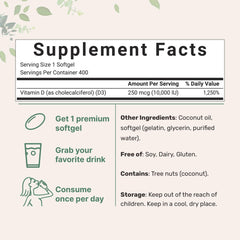 Micro Ingredients Vitamin D3 softgels in virgin coconut oil for enhanced absorption.