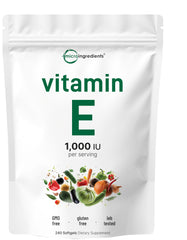 Micro Ingredients Vitamin E softgels bottle for antioxidant skin support.