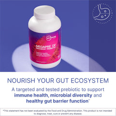 MegaPre DF powder tub ready for daily use and diverse gut balance.