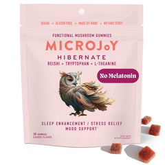 Microjoy Hibernate Gummies bottle for a calming bedtime routine.