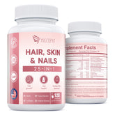 Migcopat bottle pour shows easy daily dosing for hair, skin, and nails.