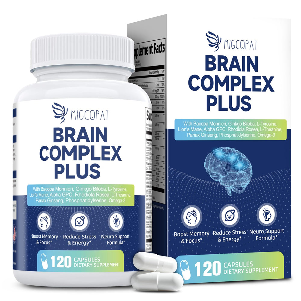 Migcopat brain supplement bottle for daily cognitive support.