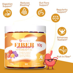 Migcopat three fruit flavors gummies featuring orange, grape, and apple.